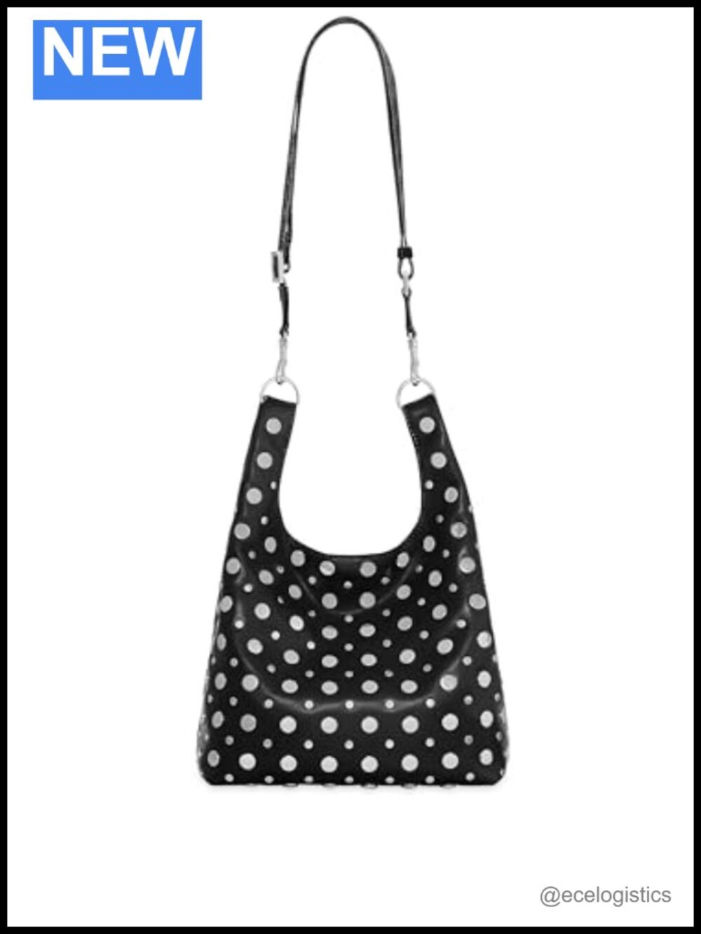 Studded Leather Hobo Shoulder Bag - Roomy Crossbody Purse
